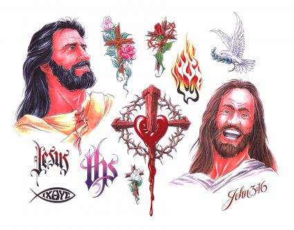 Cross Symbol And Jesus Tats